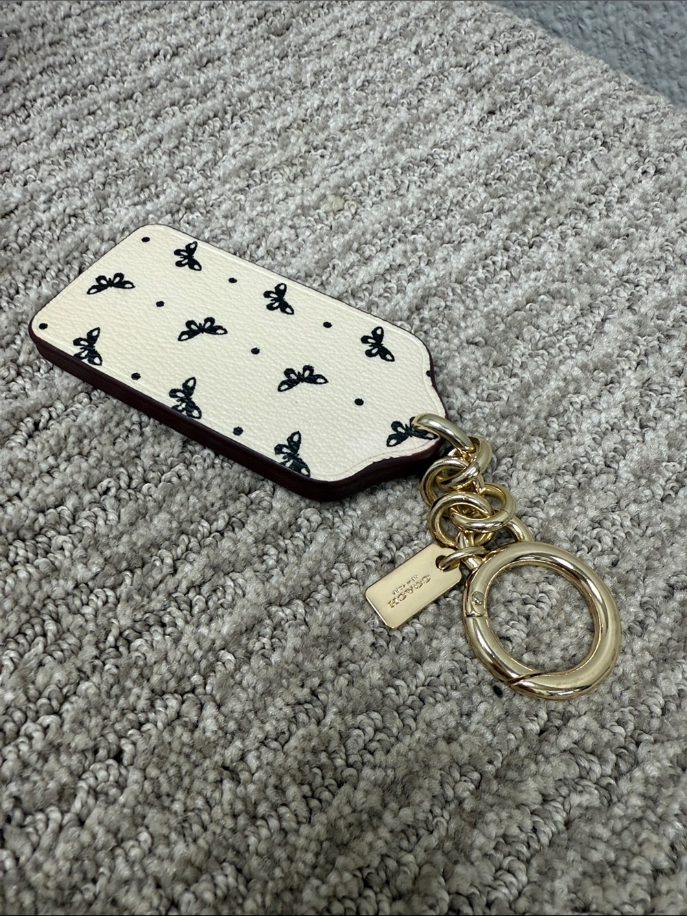 Coach White Butterfly Print Key Chain with Black Motif- NWOT
